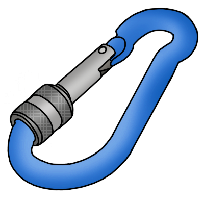 a blue carabiner.